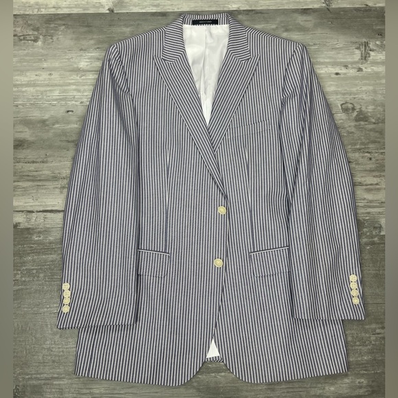 Hugo Boss Blue & White Stripe Sport Coat 42R